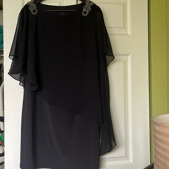 XSCAPE | Embellished Chiffon Overlay Jersey Dress Sz M - Picture 2 of 5